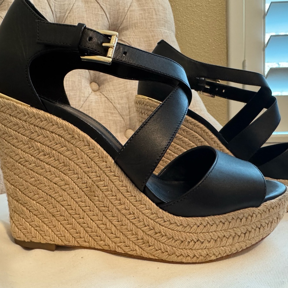 Michael Kors Black Wedge Sandals